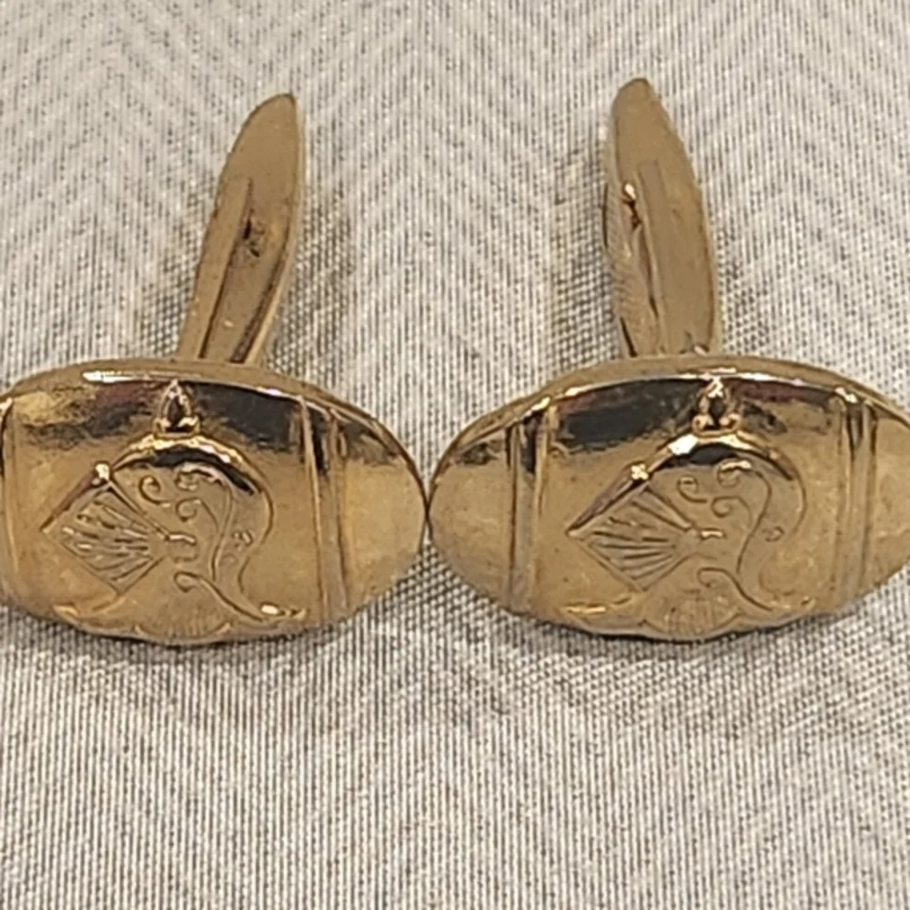 Medieval Knight's Helmet Gold Tone‎ Cufflinks Vintage